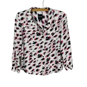 Nic + Zoe Leopard Print Button Down Blouse Size 2P